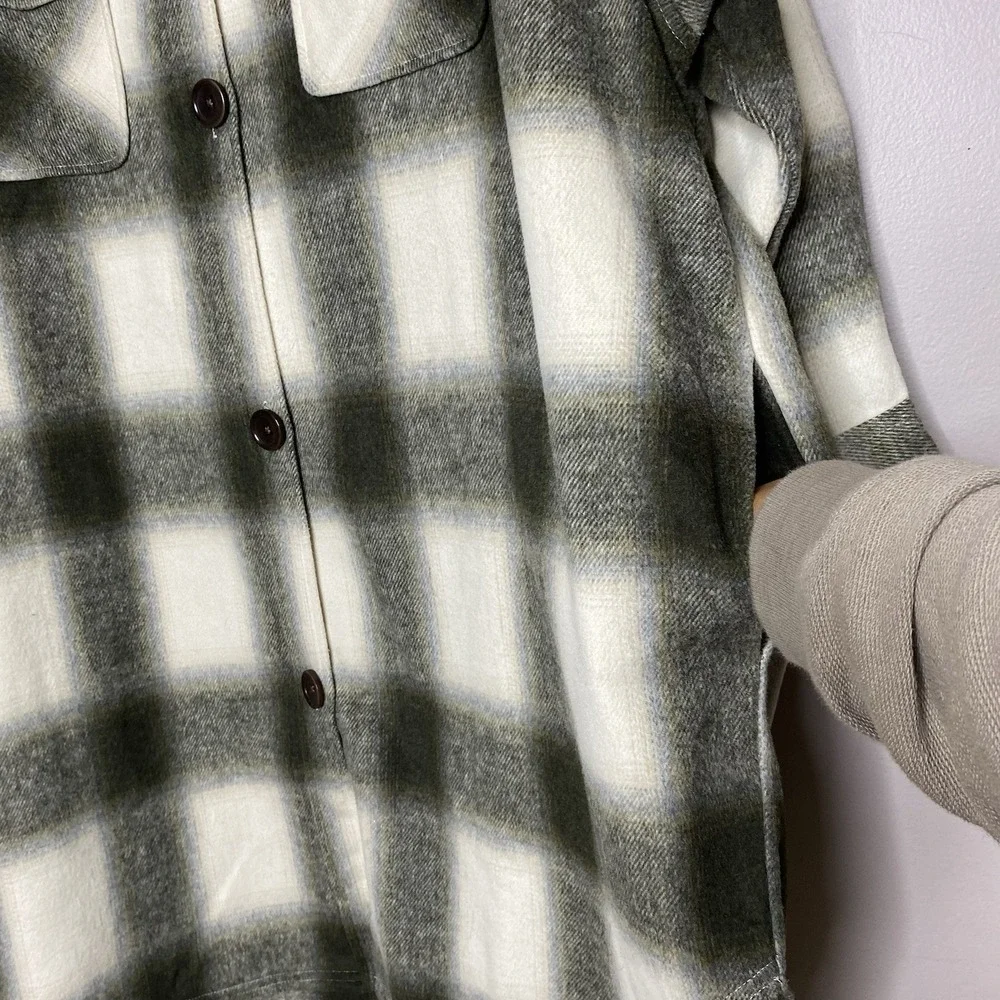 Basin and Range Flannel Plaid‎ Oversized Shacket Jacket Women Sz XS Wool Blend
